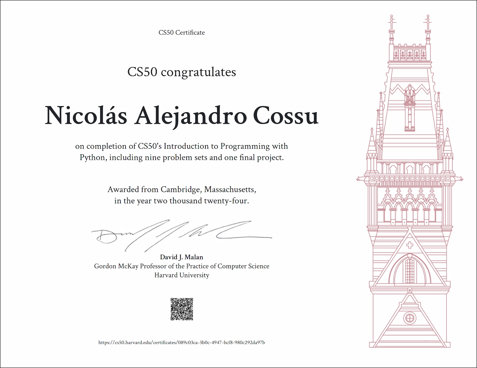 CS50's Introduction to Programming with Python, Harvard University
