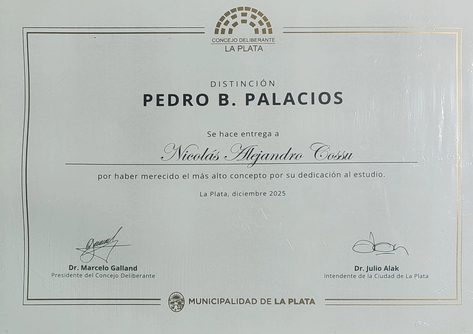 Pedro B. Palacios National Award, La Plata Deliberative Council
